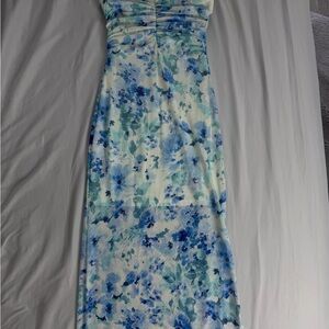 Haute Monde Blue and White Floral Maxi Dress